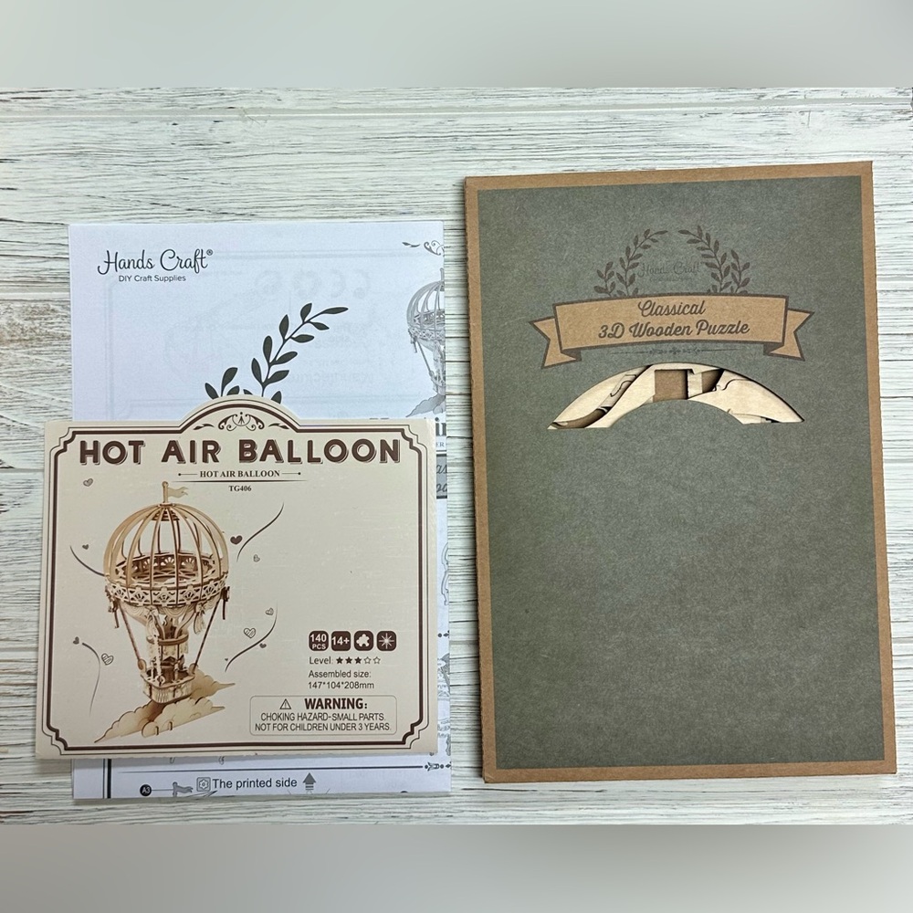 Hands Craft Hot Air Balloon DIY 3D Wooden Puzzle Kit Laser